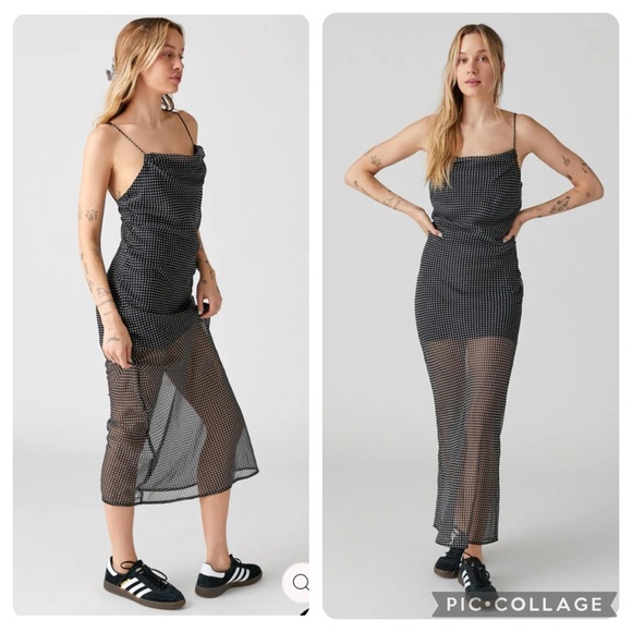 NWT Urban Outfitters “Rosalia” Polka Dot Chiffon Maxi Dress - Picture 1 of 6